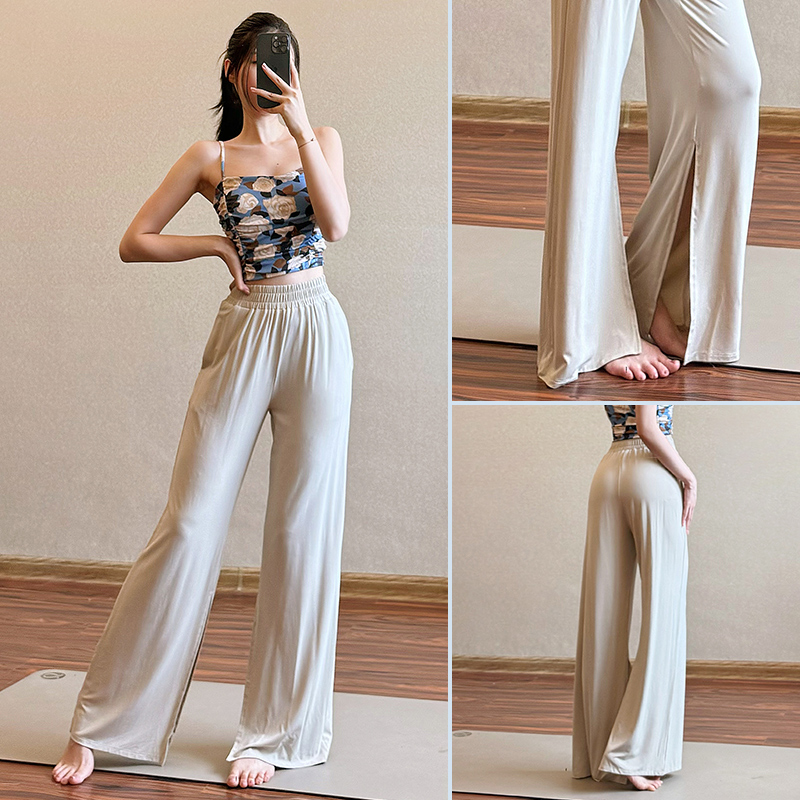 多巴胺黄色宽松休闲健身裤女高腰直筒跑步运动裤普拉提训练瑜伽裤