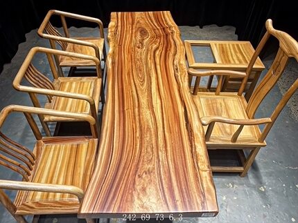 香樟木大板茶桌原木实木办公桌会议桌大班台画案 242-71-6.3