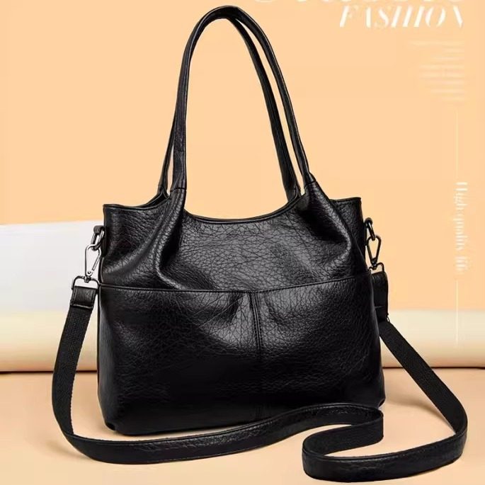 休闲简约风通勤大容量女士PU皮革包单肩斜挎包托特包腋下包单肩包