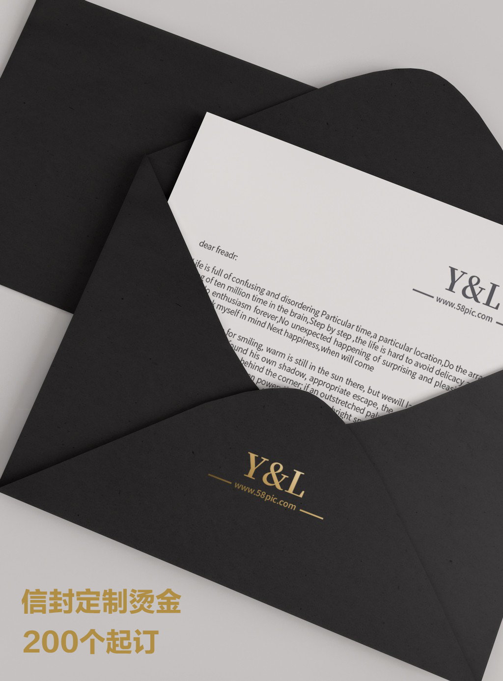 Customized envelope printable logo bronzing advanced feeling envelope bag letter cover printing black cardboard thickened envelope