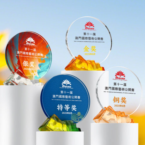 炫彩水晶奖杯山峰创意时