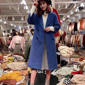 阿尔巴卡羊驼绒大衣女2023秋冬季中长款双排扣双面呢羊毛呢子外套