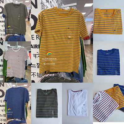 tommy纽约休闲条纹圆领短袖t恤