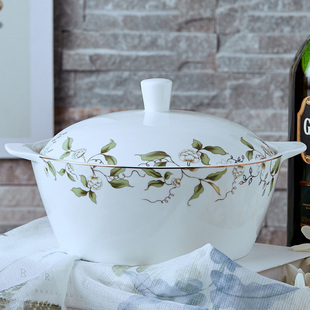 嘉兰骨瓷汤盆家用9英寸大号酸菜水煮鱼盆陶瓷餐具中式带盖汤锅