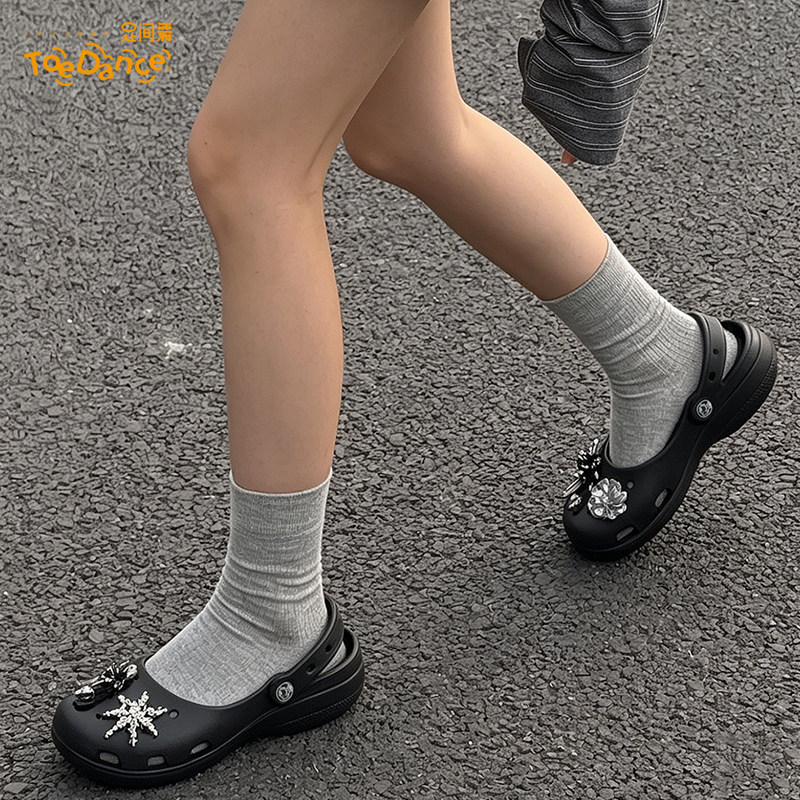 足间舞芭蕾洞洞鞋女款2026新款夏季厚底防滑外穿平底拖鞋走路凉鞋
