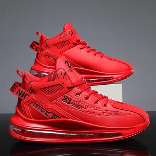 本命年男鞋春秋红色鞋子男款2026新款篮球气垫运动鞋减震跑步潮鞋
