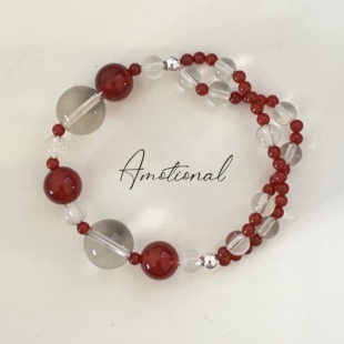 Amotional'红茶'红玛瑙茶晶手串多层手链原创手作小众新年礼物