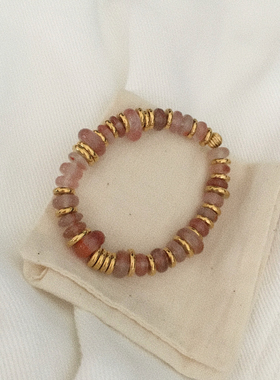 Amotional南红玛瑙手串手链红金撞色手饰原创小众夏季叠戴