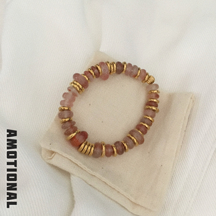 Amotional南红玛瑙手串手链红金撞色手饰原创小众夏季叠戴