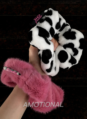 Amotional毛绒绒大肠发圈柔软可爱秋冬慵懒百搭原创小众发饰头饰