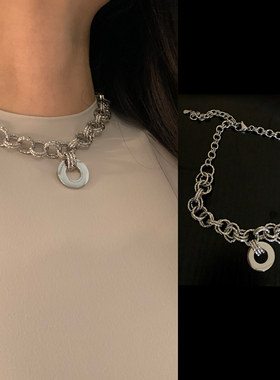 Amotional短款几何项链银色夸张百搭小众原创叠戴礼物夏季不掉色