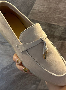 欧洲站超软羊皮lp乐福鞋女2024新款夏季懒人复古法式老钱风单鞋