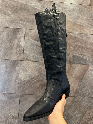 高筒靴头层牛皮显瘦舒服
