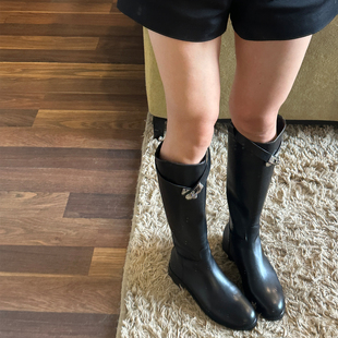 欧洲真皮骑士靴胖mm粗腿马靴大码黑色皮靴时装靴高筒长筒长靴子女