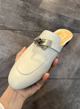 欧洲法式凉拖半拖鞋女夏外穿高级感春夏懒人GD版锁扣羊皮穆勒单鞋