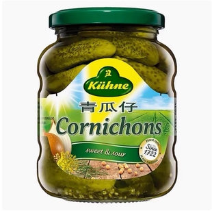 Cornichons德国进口冠利俄式青瓜仔330g酸青瓜腌黄瓜西餐汉堡沙拉