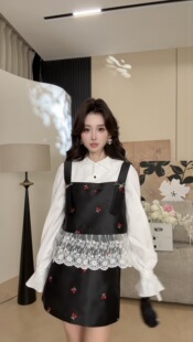 洋气时尚 品质女装 休闲原创小众老钱风 樱落白纱套装 可可可欣