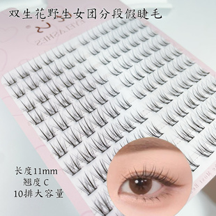 韩系女团双生花分段黑梗野生自然仿真假睫毛10排张元 英同款