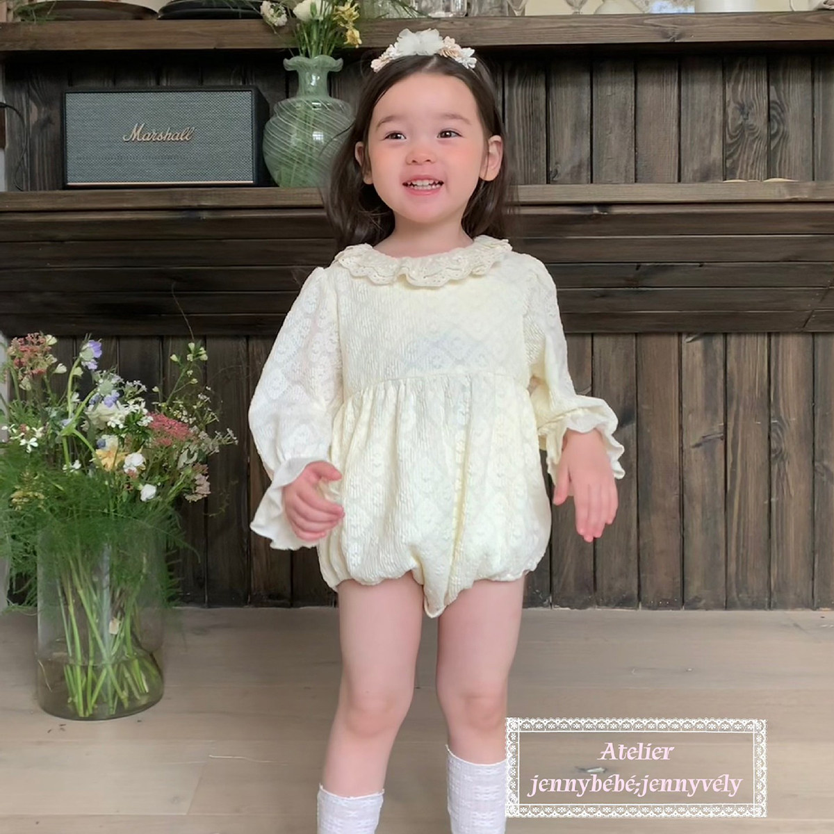 韩版童装婴幼儿春装甜美蕾丝花边连体哈衣女宝宝衣服a类长袖爬服