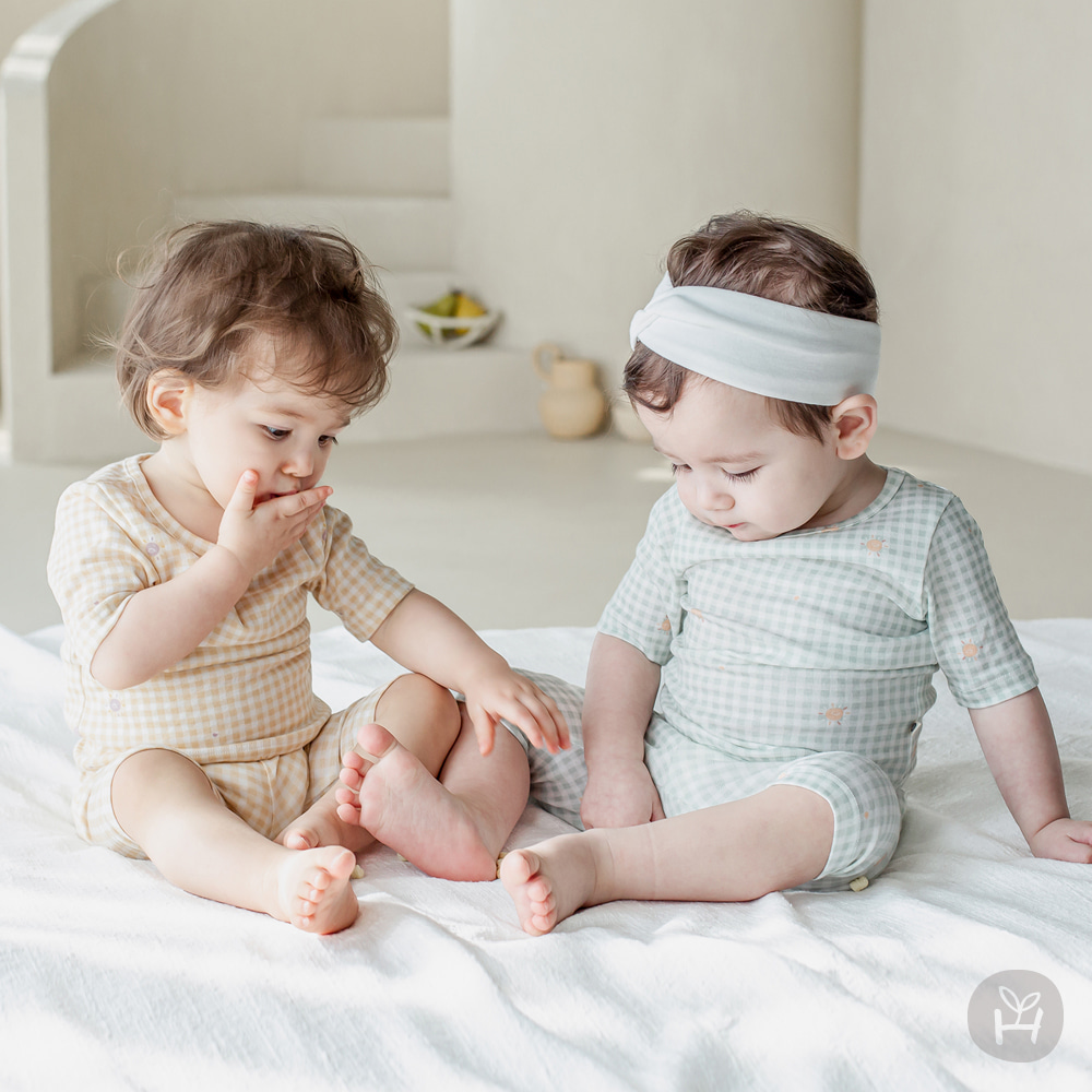 韩国进口kidsclara正品 夏新品 男女宝宝纯棉高腰家居服套装睡衣