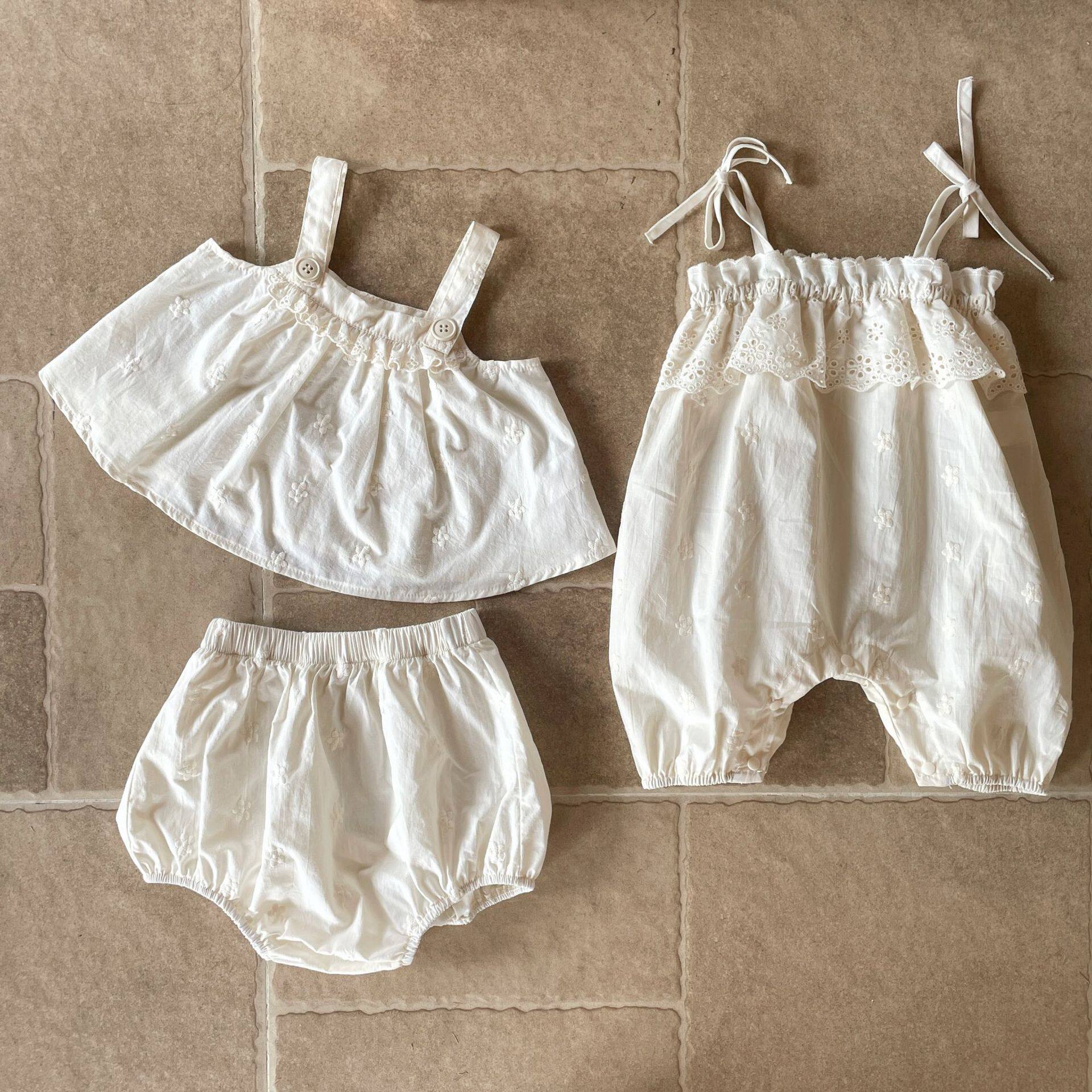 夏季女婴吊带碎花棉质三角哈衣