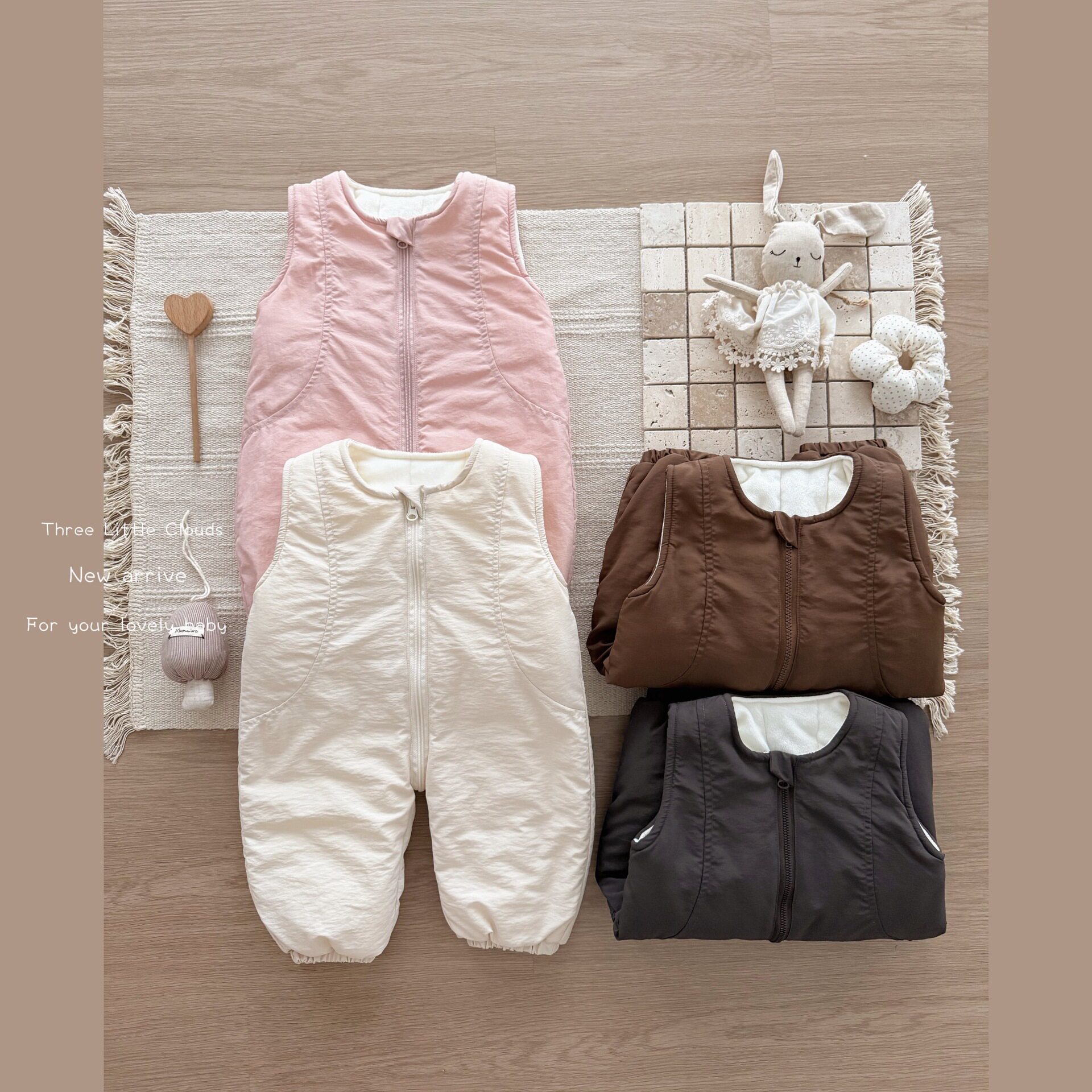 婴幼儿秋冬夹棉加绒拉链背带裤