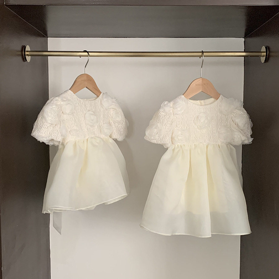 韩版童装婴幼儿公主裙女宝宝衣服夏款洋气玫瑰花爬服裙百天纱裙