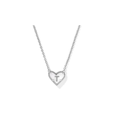代购Kendra Scott女士项链精致个性百搭优雅心形字母T镀铑黄铜