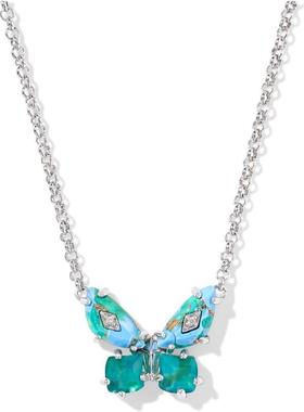 代购Kendra Scott女士蝴蝶吊坠项链优雅时尚精致简约蓝色绿色