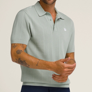 Benson WILSON Knit威尔胜水灰色针织短袖 网球男士 正品 Polo衫 代购