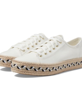 代购Keds女士帆布鞋透气内衬缓震鞋垫舒适穿着轻便设计白色