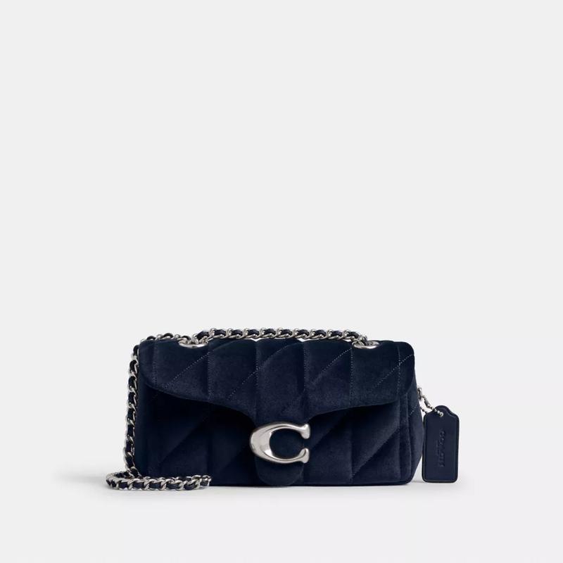 COACH蔻驰女士单肩包磁吸闭合内袋收纳外置口袋双肩背法深蓝色