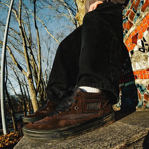 代购VANS Skate Half Cab Wafflecup勃艮第红绒面革低帮休闲板鞋