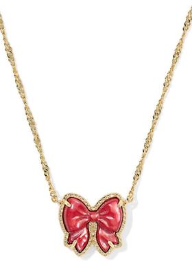 代购Kendra Scott女士项链优雅精致时尚可爱金色红色蝴蝶结造型