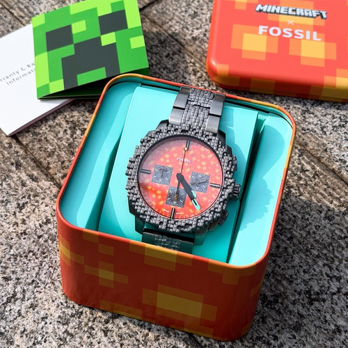 代购Minecraft x Fossil化石我的世界联名男士手表欧美腕表LE1251