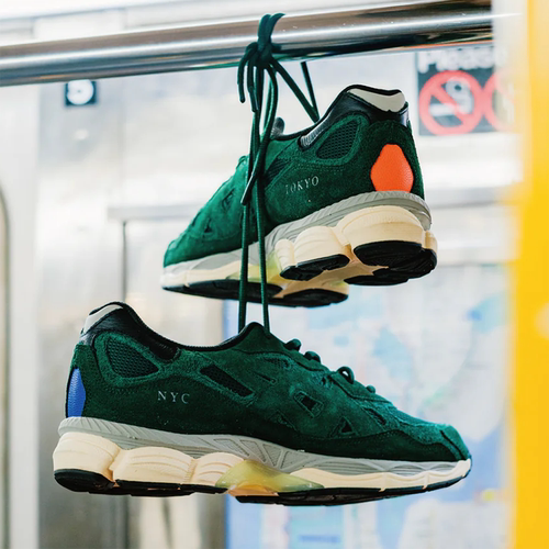 代购Ballaholic X ASICS GEL-NYC亚瑟士联名款宝石绿绒面革跑步鞋