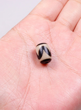 西藏天然真品虎牙天珠玛瑙小单散桶珠配饰品珠老型腰顶隔配珠男女