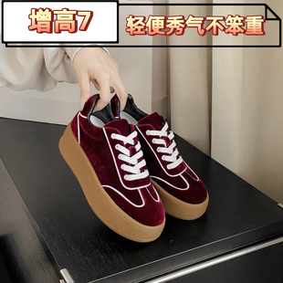 313233内增高复古厚底板鞋 秋小码 女新款 小个子增高7cm休闲德训鞋