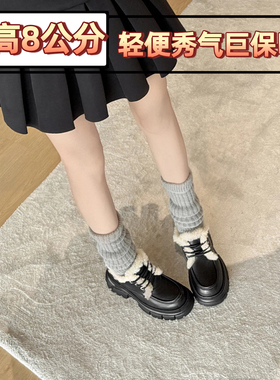 小个子增高8厘米加绒单鞋乐福鞋小码313233内增高玛丽珍小皮鞋