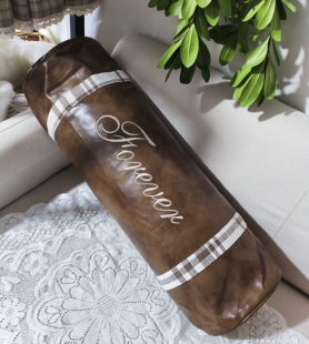 重工圆柱形法式新中式抱枕套客厅沙发飘窗样板房护腰枕套（不含芯