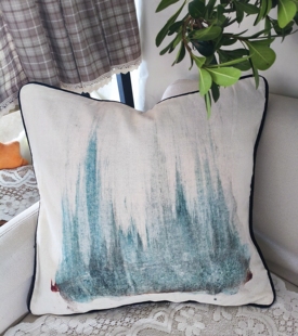 2美式田园风花鸟棉麻亚麻居家抱枕套客厅沙发飘窗45*45（不含芯）