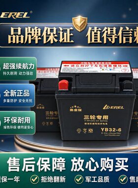 RERL YB32B三轮车蓄电池切地坪12V32安抽水微耕机启动摩托车电瓶