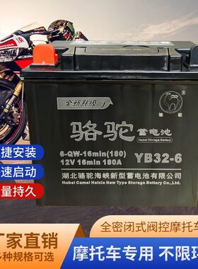 骆驼12V YB32B 36三轮摩托车电池免维护电瓶宗申福田隆鑫燃油通用