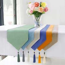 纯色棉麻餐桌旗茶几旗简约现代电视柜桌布美容床旗床尾巾定制logo