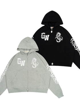 GRAF原创品牌【TheSample】基础采样系列龙马纹破坏刀锋字母帽衫