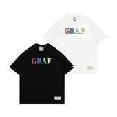街头短袖 立体印花重磅宽松棉美式 T恤 彩色字母 GRAF原创品牌