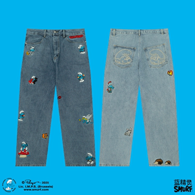 GRAFXSMURF小动物蓝精灵牛仔裤