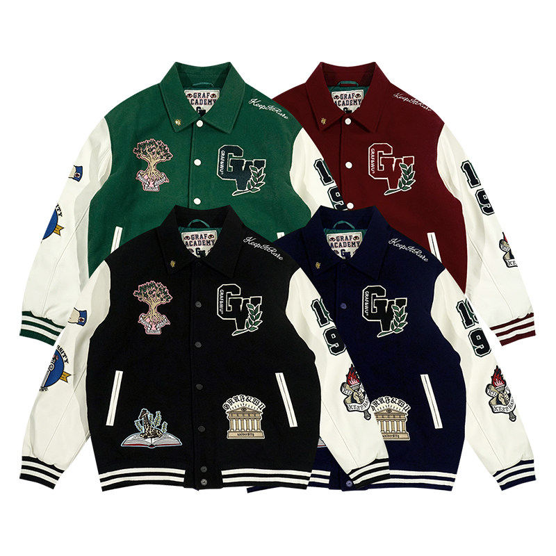 GRAF&WU大学绣章棒球夹克