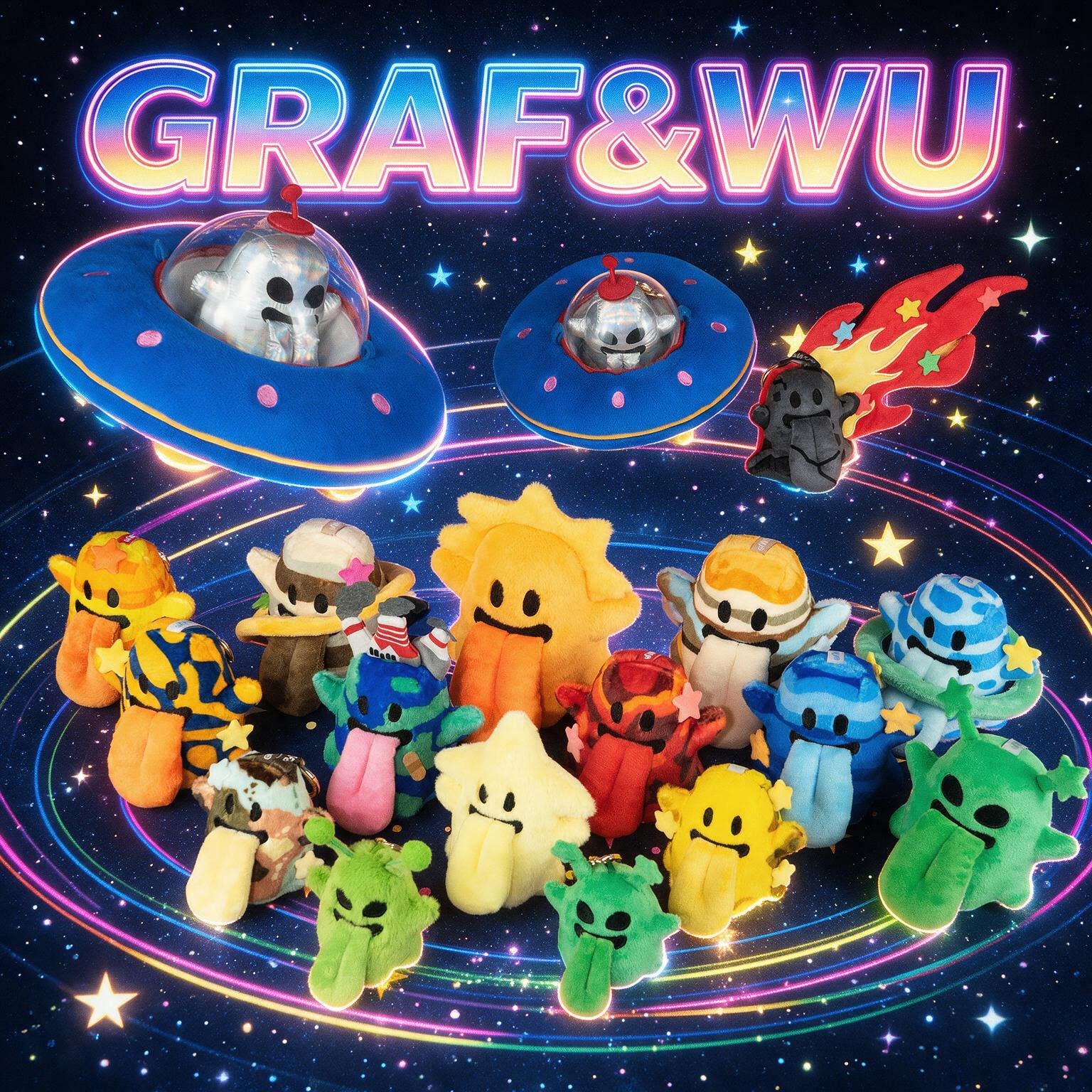 GRAF原创品牌外星可爱鬼银河系土星太阳十二星球毛绒玩偶包挂礼物