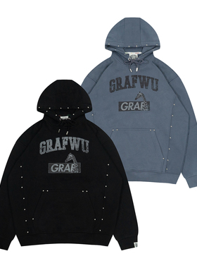 GRAF原创品牌【TheSample】基础采样系列定制铆钉加绒美式帽衫